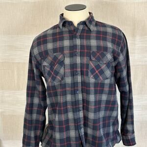 Molokai Surf Co Men’s XL Flannel Shirt Button Up Long Sleeve blue red gray